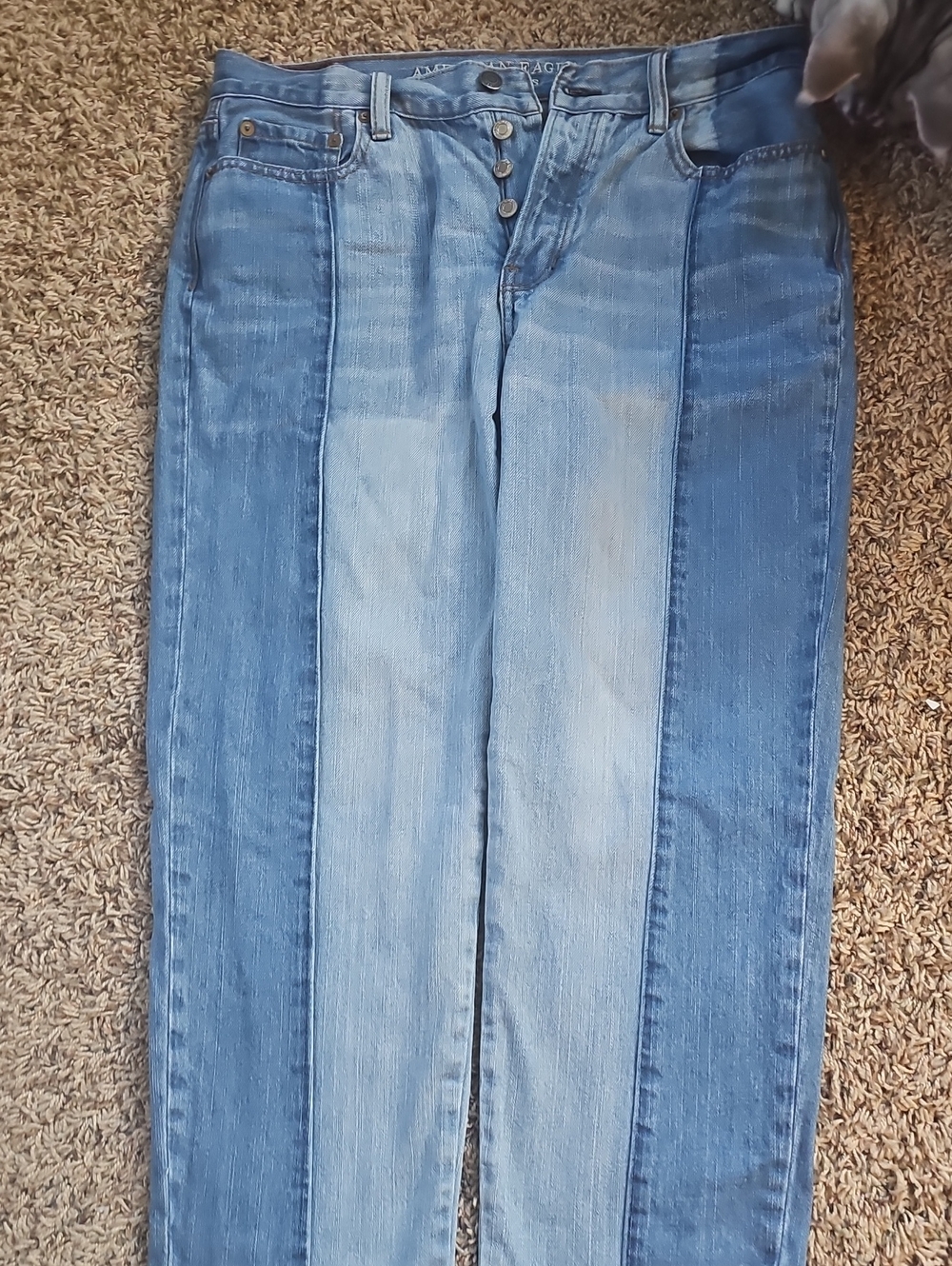 American Eagle Outfitters Two-Tone Blue Straight Leg Jeans